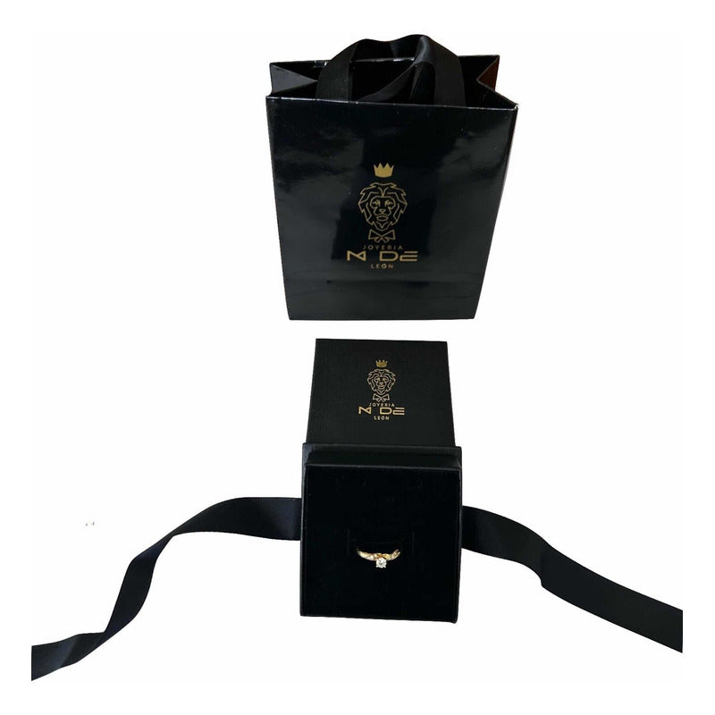 Anillo Compromiso Oro 14 K Diamantes Naturales .24 Ct/ .08ct