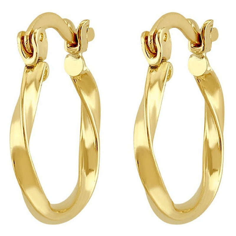 Arracada Torcida Delgada En Oro De 10 K + Obsequio + Envio