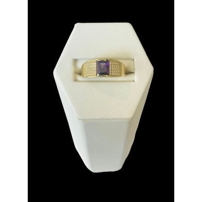 Anillo Caballero Zirconias Oro 10 K + Obsequio