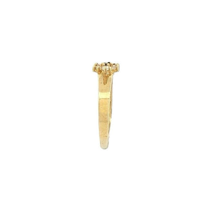 Anillo Flor Con Onix Y Circonias Oro 10 K + Obsequio
