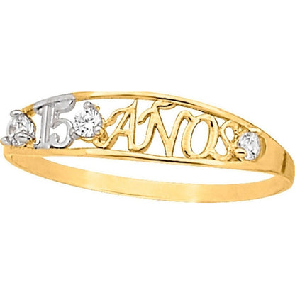 Hermoso Anillo De 15 Años En Oro De 10 Kilates+ Obsequio