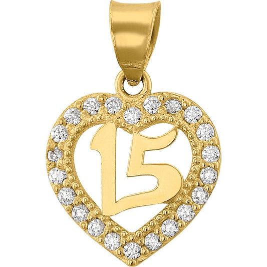 Kit Cadena Con Dije Corazón De Xv Años Oro 10 K + Obsequio
