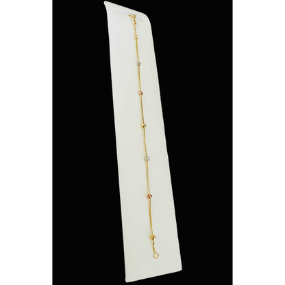 Esclava Dama Tejido Cubo  Bolitas 18 Cm Oro 10 K + Obsequio