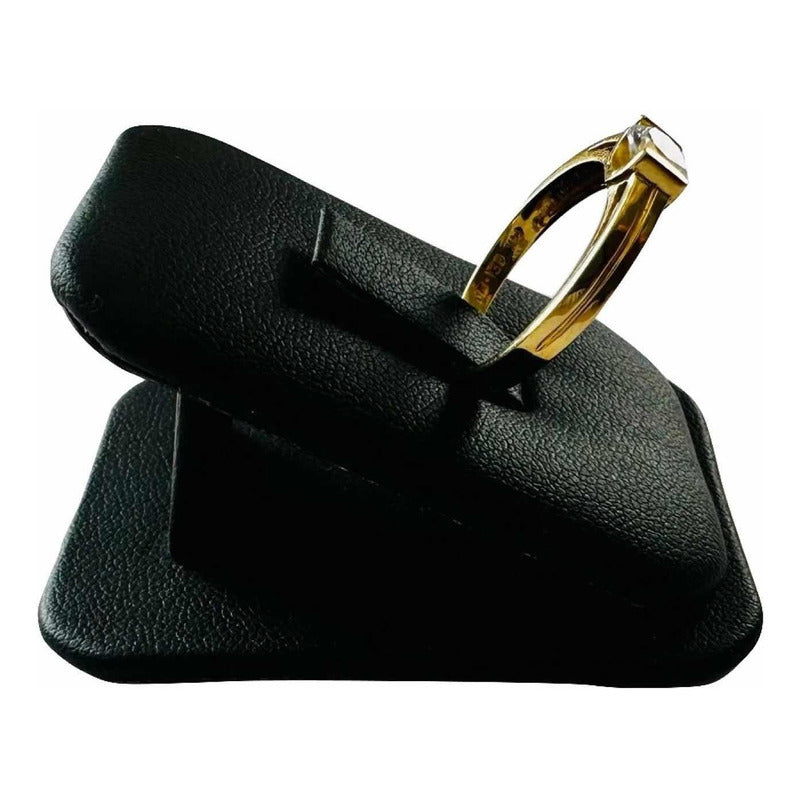 Anillo Compromiso Mont. Cuadrada Oro 14 K Zirconias + Obsequ