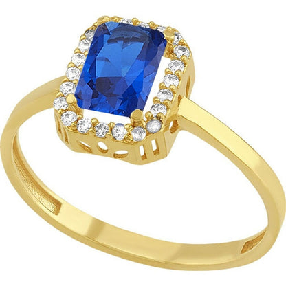 Anillo Solitario Octa Azul En Oro De 10 K + Obsequio + Envio