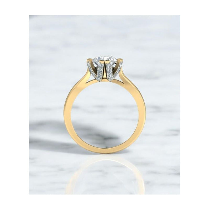 Anillo Solitario Corona V Oro 14 Kilates