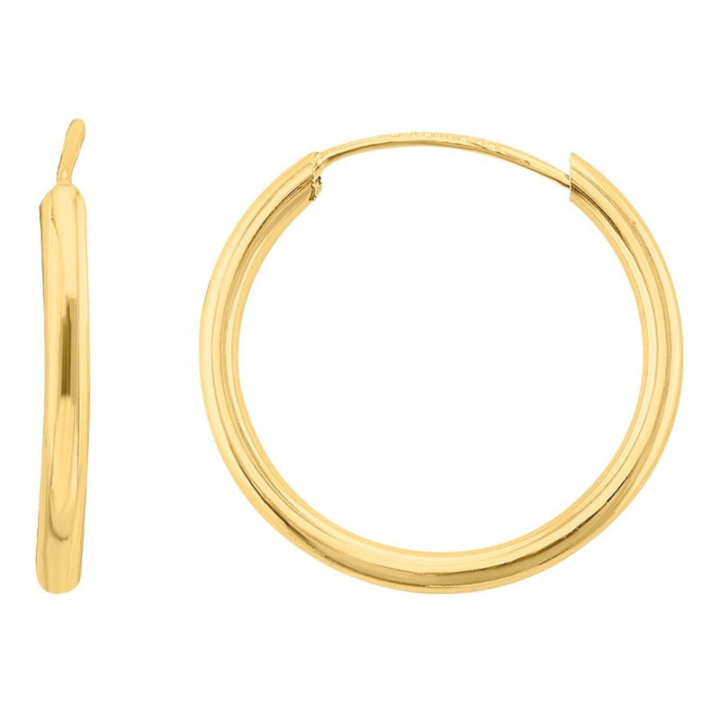 Arracadas Tubulares Lisas 1.7 Cm Oro 10 K + Obsequio