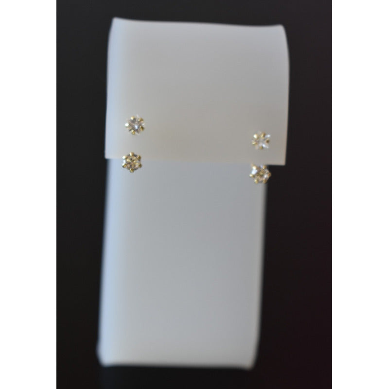 Broqueles Curvo (telefono) Circonias Oro De 10 K + Obsequio