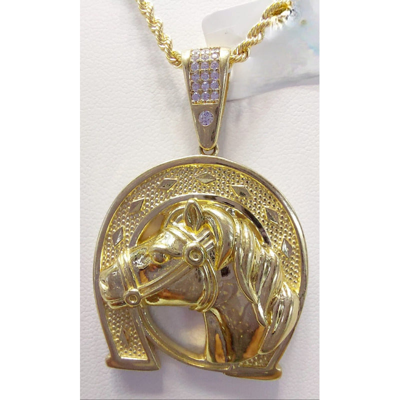 Kit Cadena + Dije Herradura Caballo Oro 10 K. + Obsequio