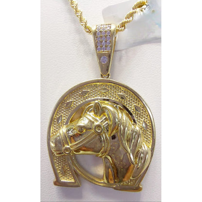 Kit Cadena + Dije Herradura Caballo Oro 10 K. + Obsequio