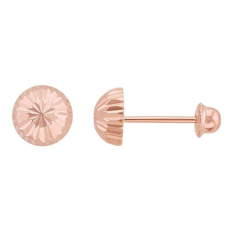 Aretes De Honguito 5mm Oro Rosa De 10 K + Obsequio