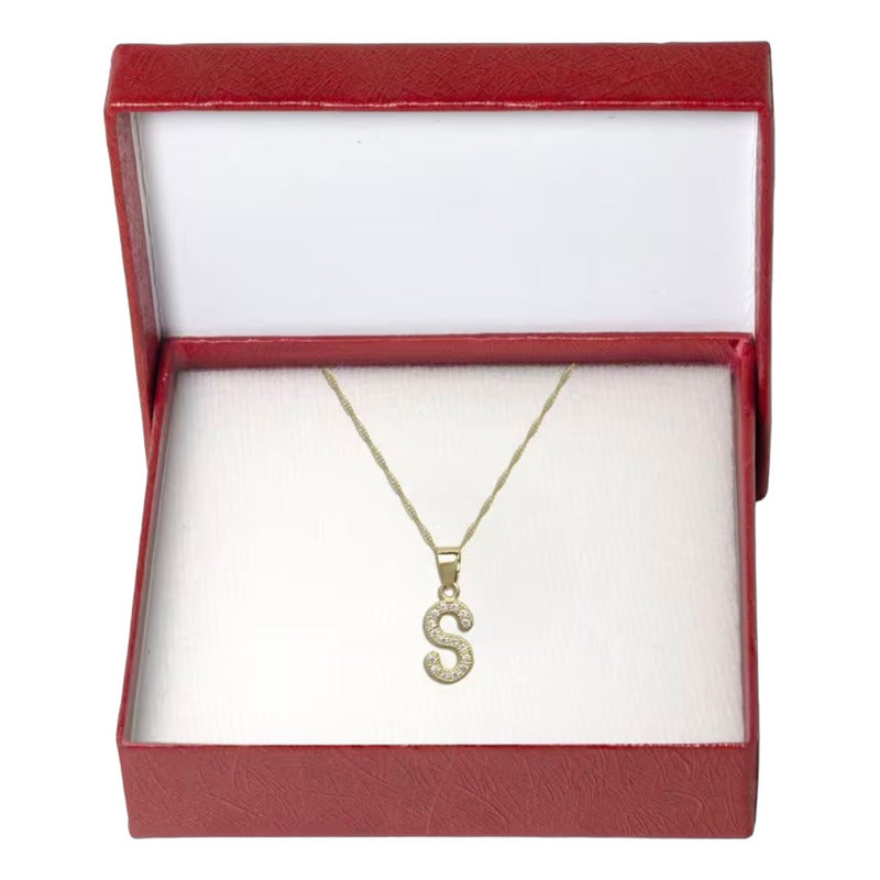 Dije Inicial S Con Zirconias En Oro De 10 K + Obsequio
