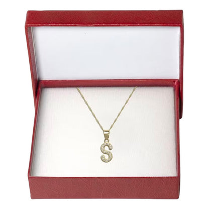 Dije Inicial S Con Zirconias En Oro De 10 K + Obsequio