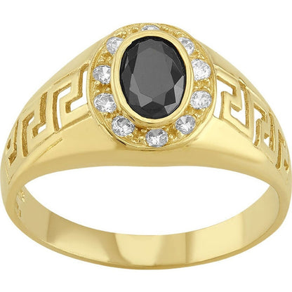 Anillo Caballero Piedra Oval Negra En Oro De 10 K + Obsequio