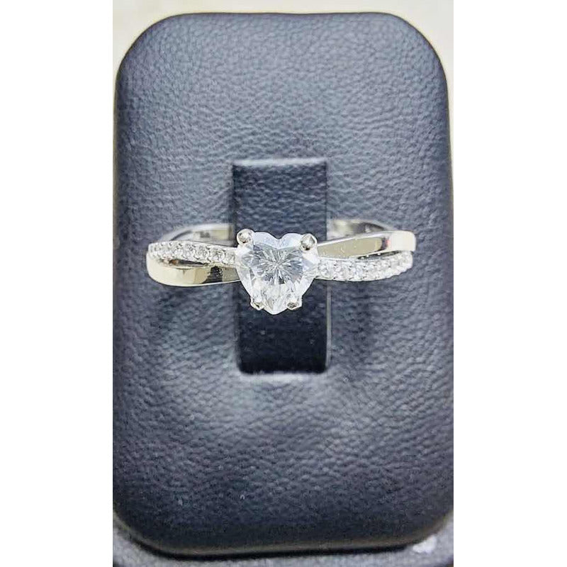 Anillo Entrelazado Oro Blanco 10 Kilates Zirconias+ Obsequio