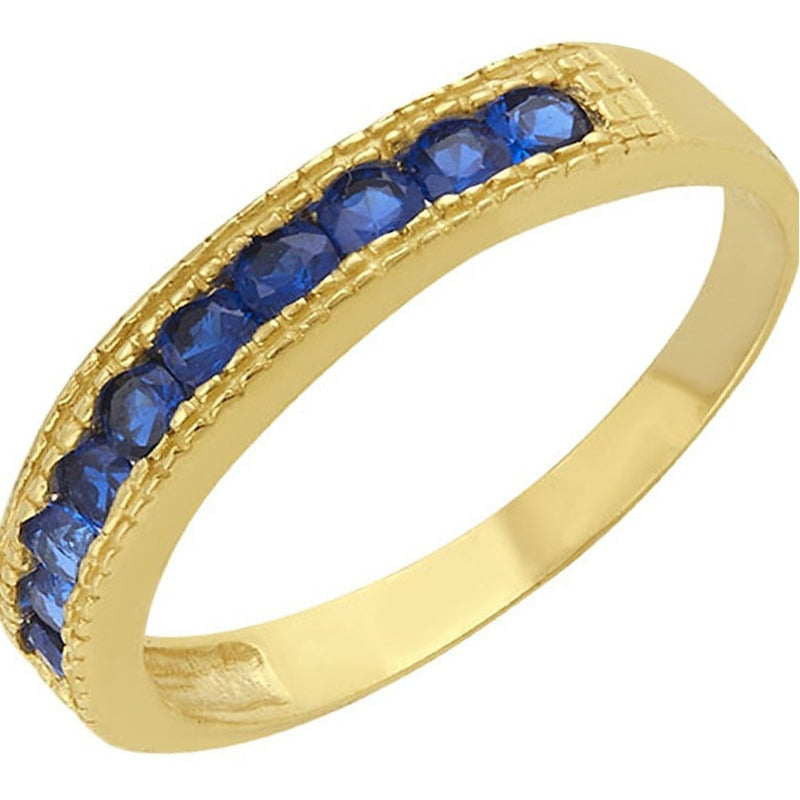 Anillo Churumbela Piedra Azul En Oro De 10 K + Obsequio