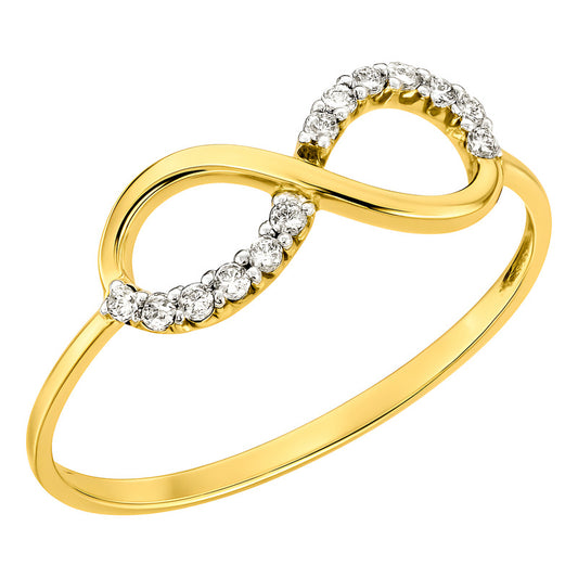 Anillo Infinito Con Circonias Oro 10 K + Color Dorado Talla 7