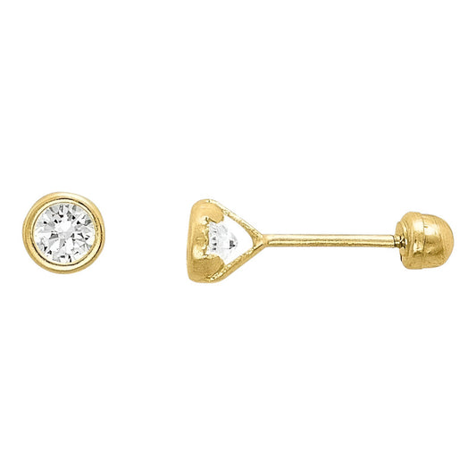 Broqueles Biselados 3 Mm Oro 10 Kilates +