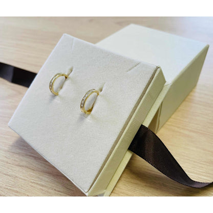 Aretes Huggies Circonias Oro 10 K + Obsequio + Envio