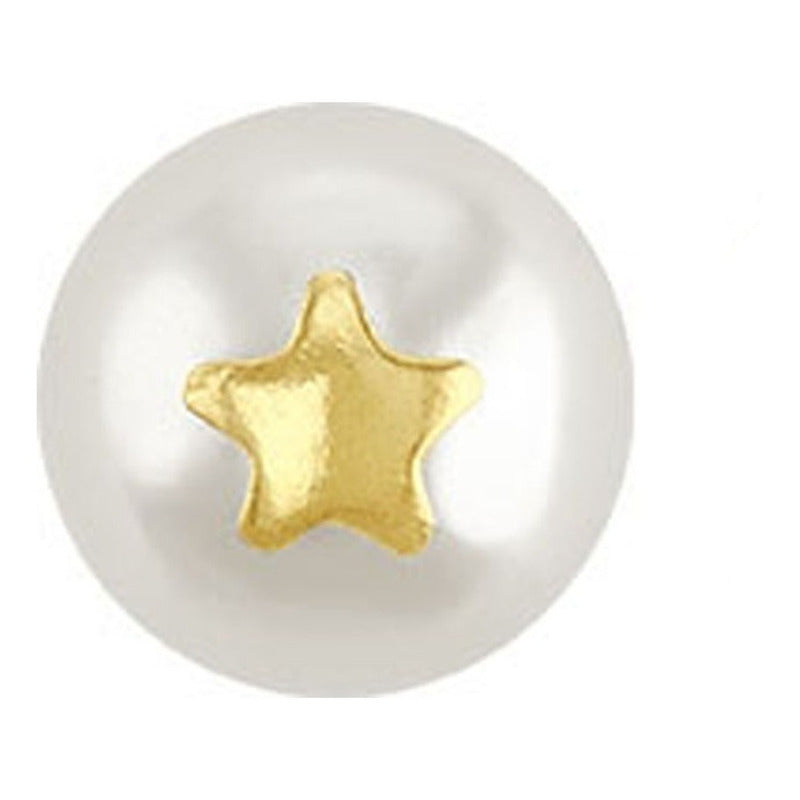 Broquel Perla Estrella En Oro De 10 K + Obsequio + Envío