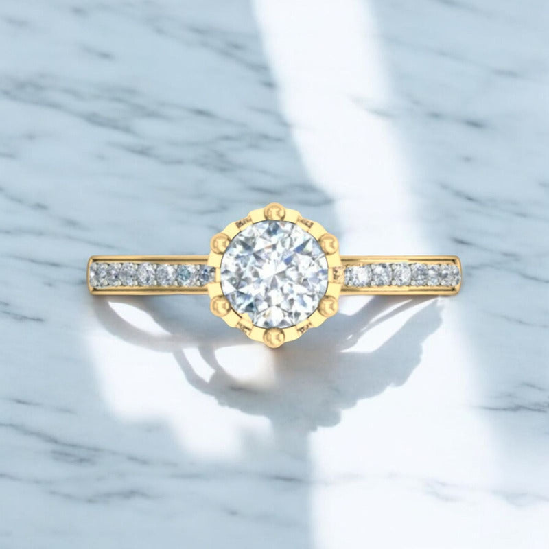 Anillo Solitario Corona Reyna Oro 14 Kilates