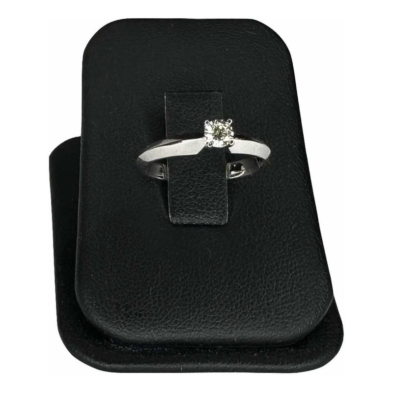 Anillo Compromiso Oro Blanco 14 K Diamante Natural .24 Ct
