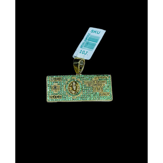 Dije De Dolar En Oro De 10 Kilates Con Circonia +regalo