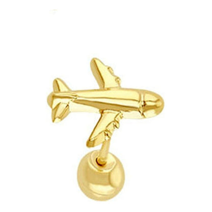 Broquel Mini Avión En Oro De 10 K + Obsequio + Envío