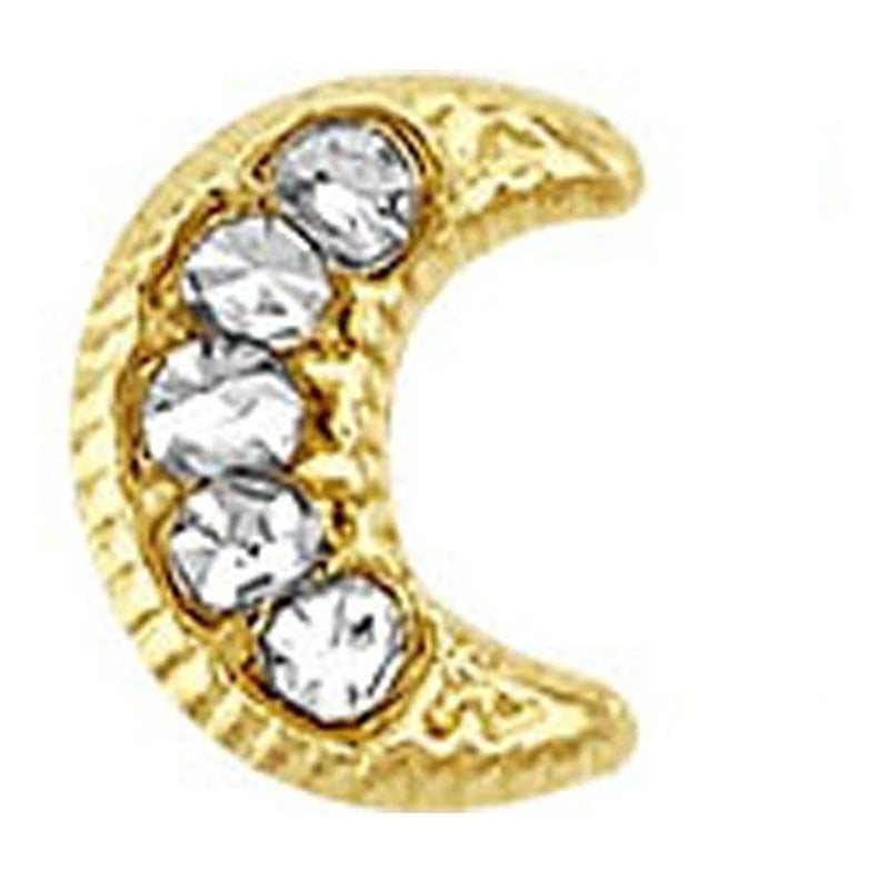 Broquel Mini Luna Con Zirconias En Oro De 10 K + Obsequio