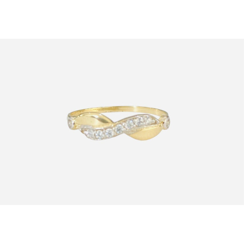 Anillo Doble Infinito 2 Oros 10 Kilates Zirconias + Obsequio