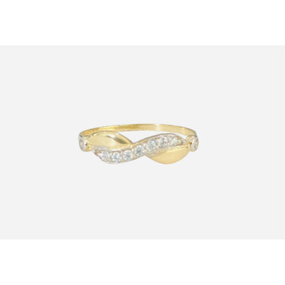 Anillo Doble Infinito 2 Oros 10 Kilates Zirconias + Obsequio