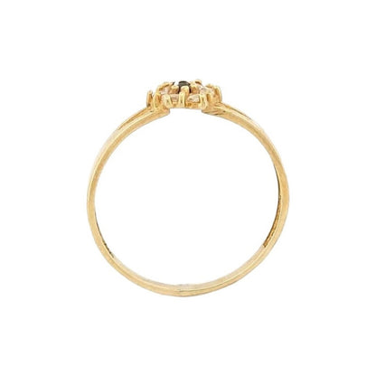 Anillo Flor Con Onix Y Circonias Oro 10 K + Obsequio