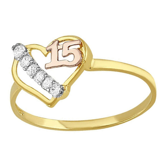 Anillo Corazón Para Xv Años En Oro De 10 K + Obsequio +envio