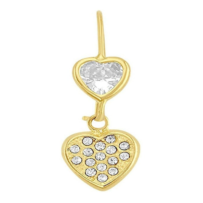 Arete Corazón Colgante En Oro De 10 K + Obsequio + Envio