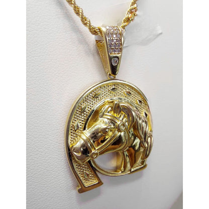 Kit Cadena + Dije Herradura Caballo Oro 10 K. + Obsequio