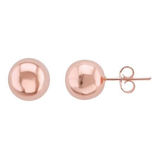Aretes Dormilonas Grande 8 Mm Oro Rosa De 10 K +