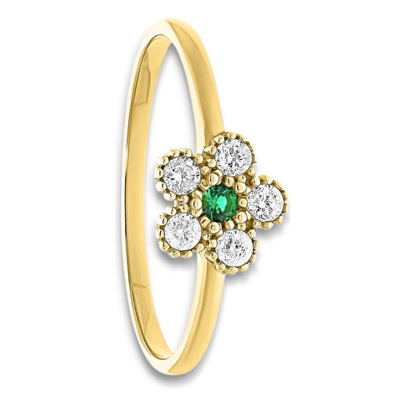 Anillo Rosetita Verde Oro 10k + Regalo