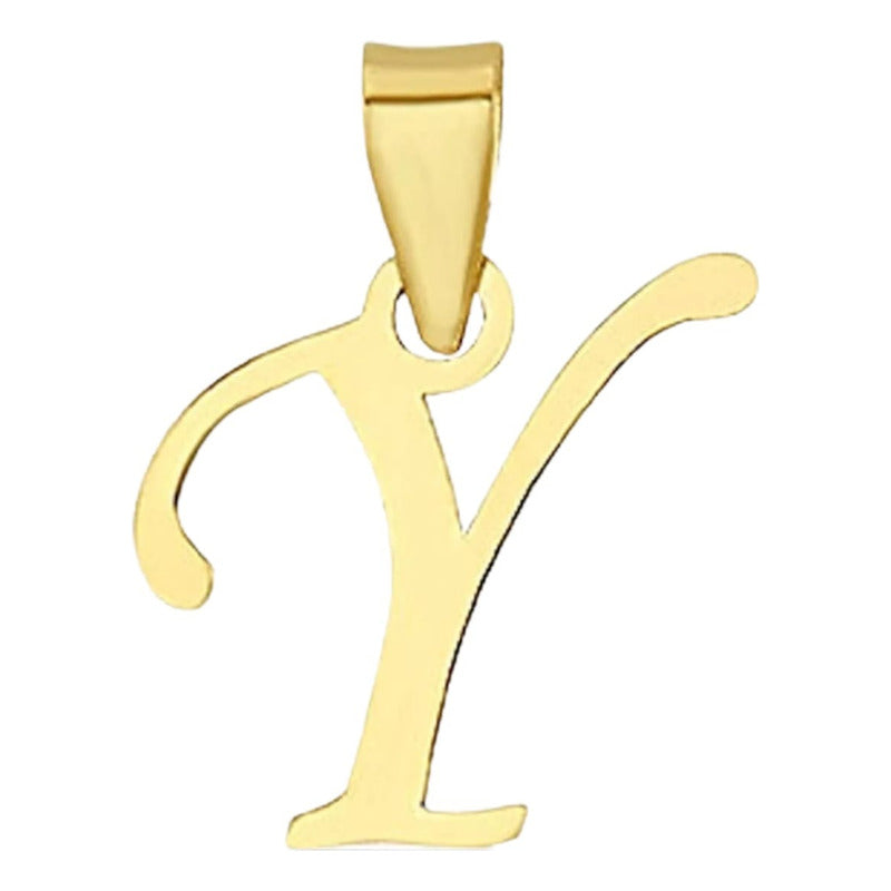 Juego Collar Letra Y Lisa + Aretes Bola 10 K. + Regalo