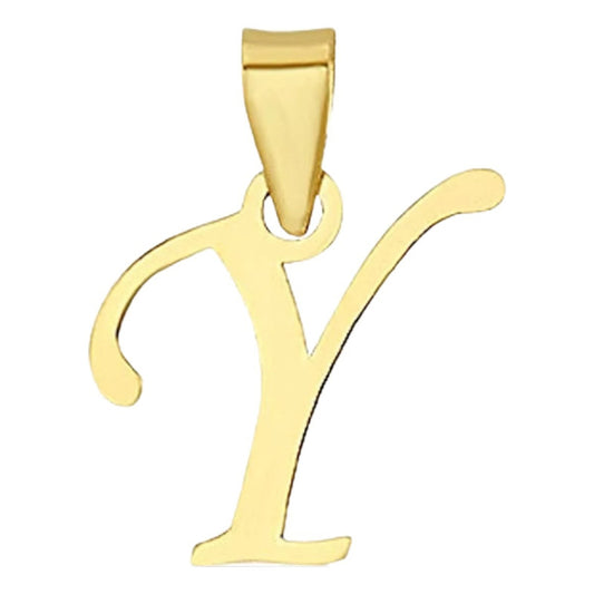 Juego Collar Letra Y Lisa + Aretes Bola 10 K. + Regalo