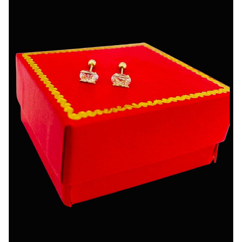 Broqueles Cuadrados En Oro De 10k + Obsequio