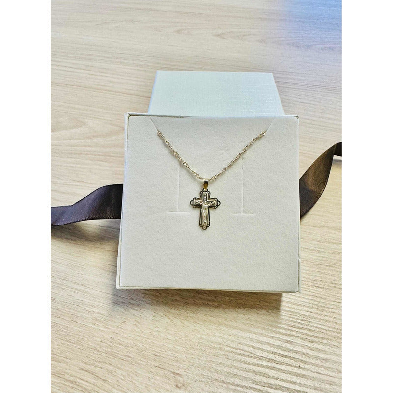 Kit Cadena Con Dije Mini Cristo Filigrana 10k + Obsequio