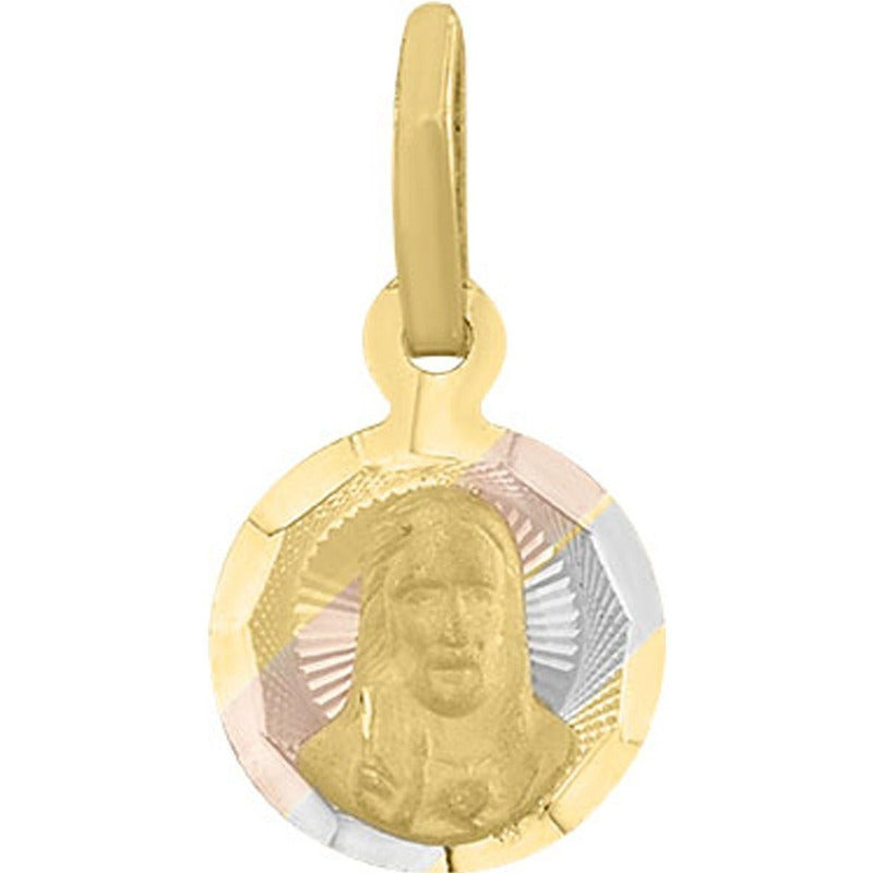 Medalla Mini Sagrado Corazón 3 Colores En Oro De 10 K + Obse