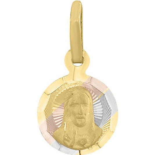 Medalla Mini Sagrado Corazón 3 Colores En Oro De 10 K + Obse