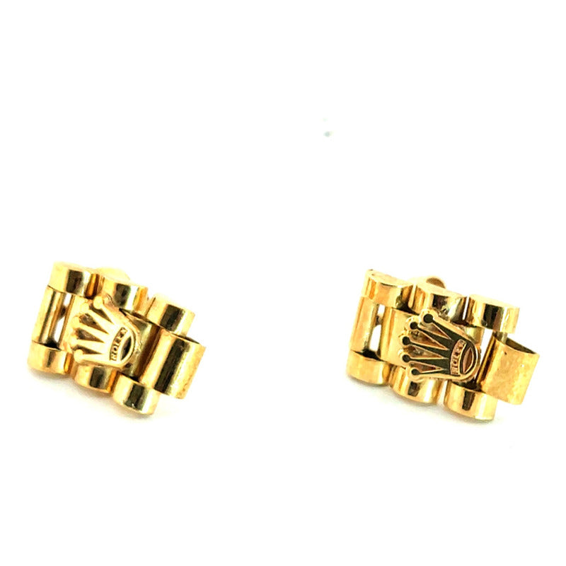 Aretes Tejido Rolex Macizos Oro 18 Kilates
