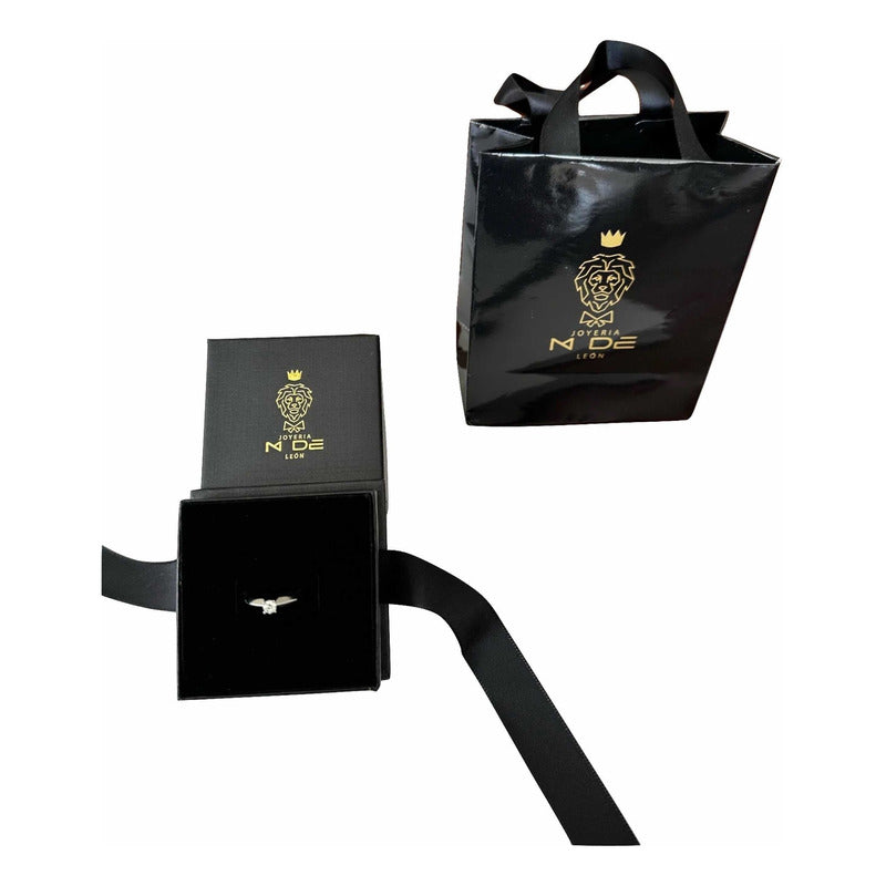 Anillo Compromiso Oro Blanco 14 K Diamante Natural .24 Ct