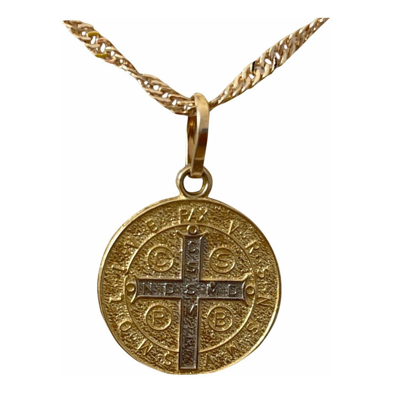 Medalla San Benito Mediana Oro 10 K + Obsequio+ Envio