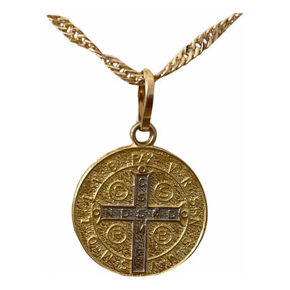 Medalla San Benito Mediana Oro 10 K + Obsequio+ Envio