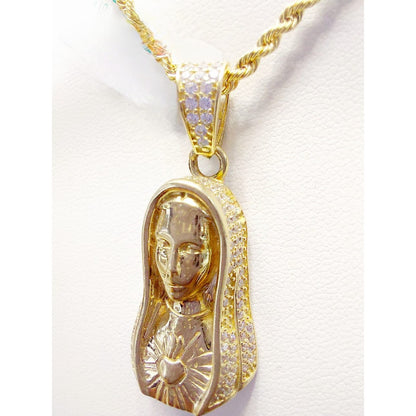 Dije Virgen Sagrado Corazón Oro 10 K. + Obsequio