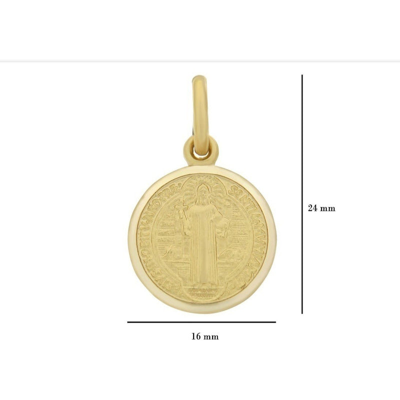Medalla De San Benito En Oro Amarillo De 14 K