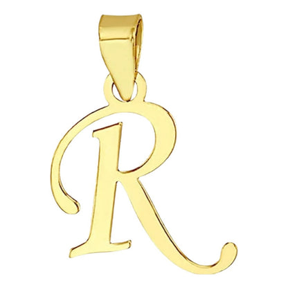 Juego Collar Letra R Lisa + Aretes Bola 10 K. + Regalo